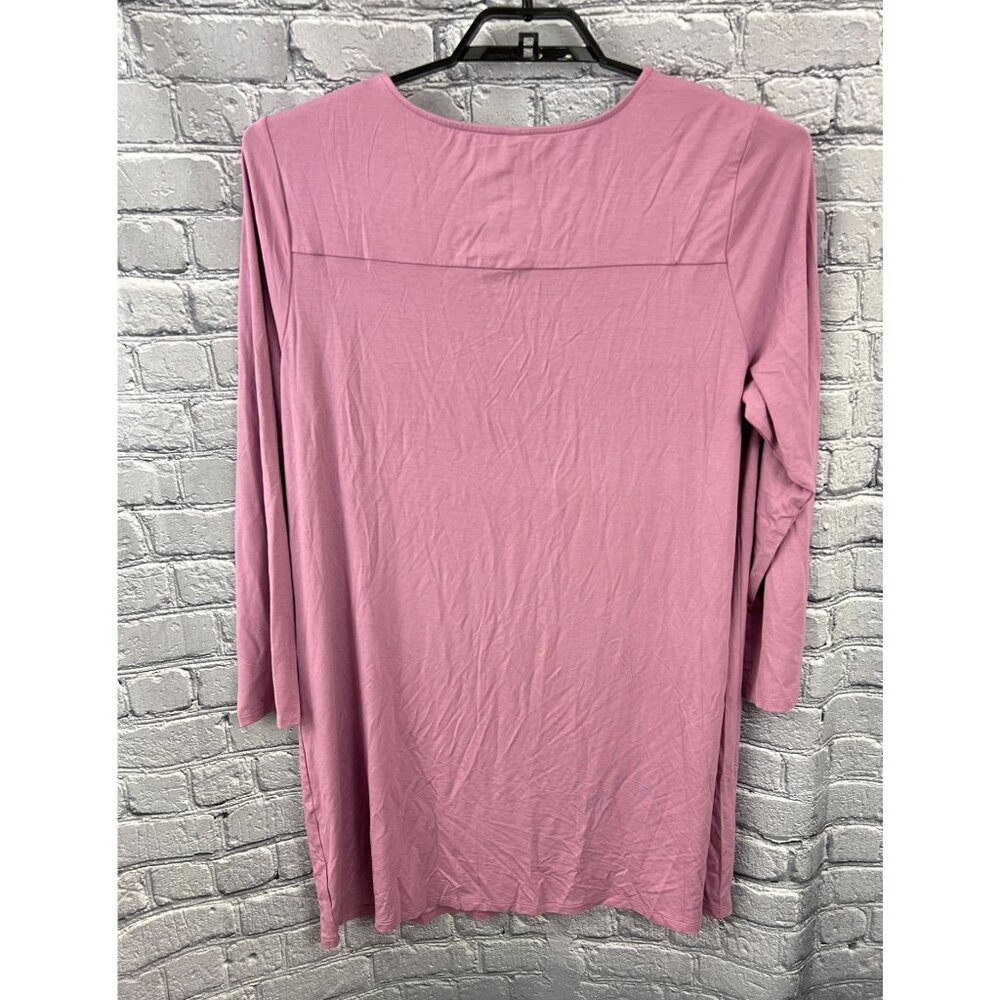 Soma Cool Nights Long Sleeve Sleep Shirt XL Lilac Wine V Neck Pocket - Picture 2 of 7